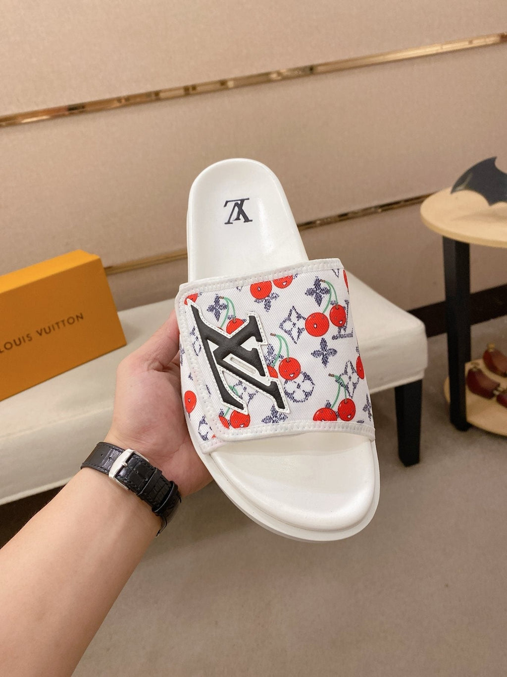 Louis Vuitton Graphic Print Slide Sandals — front