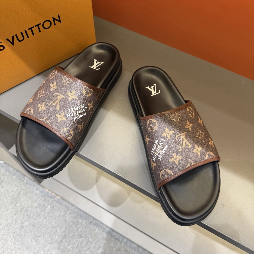 Louis Vuitton Monogram Slide Sandals — front