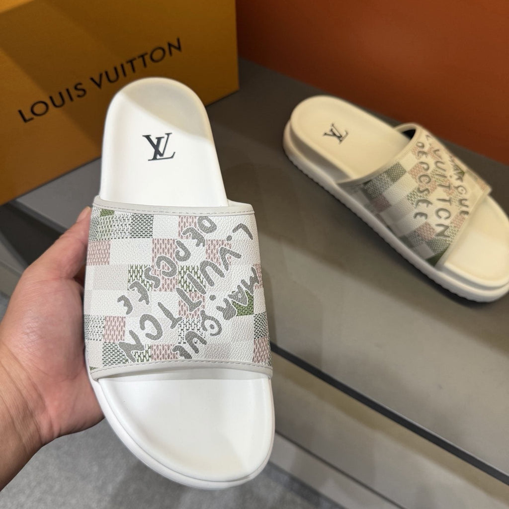 Louis Vuitton Patterned Strap Slides — front