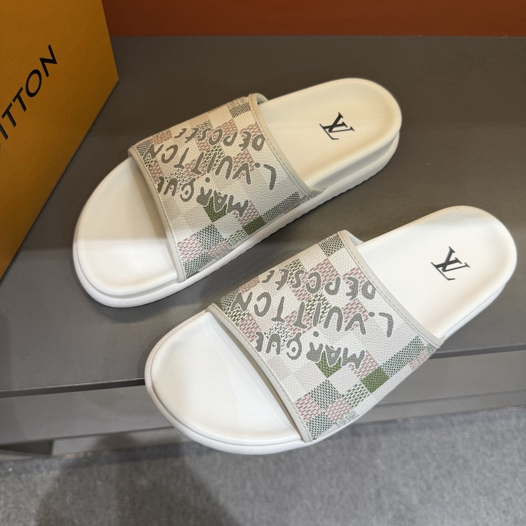 Louis Vuitton Patterned Strap Slides — front