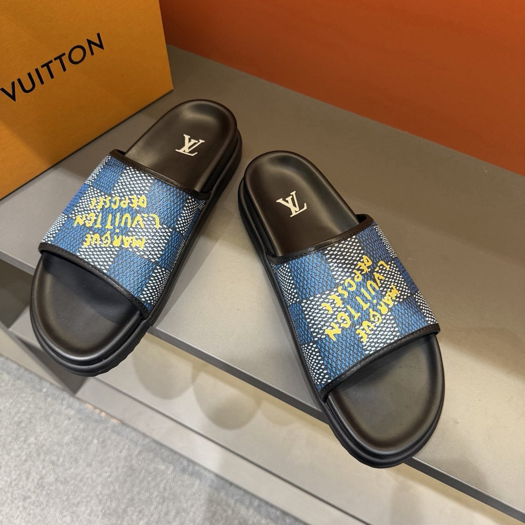 Louis Vuitton Patterned Strap Slides — front