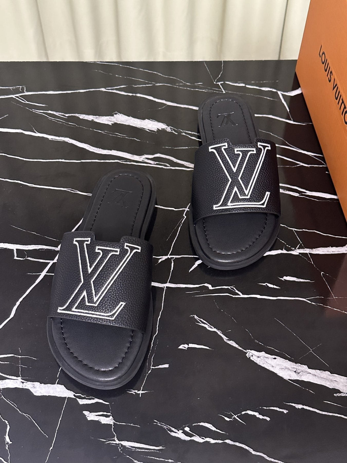 Louis Vuitton Logo Strap Slide Sandals — side