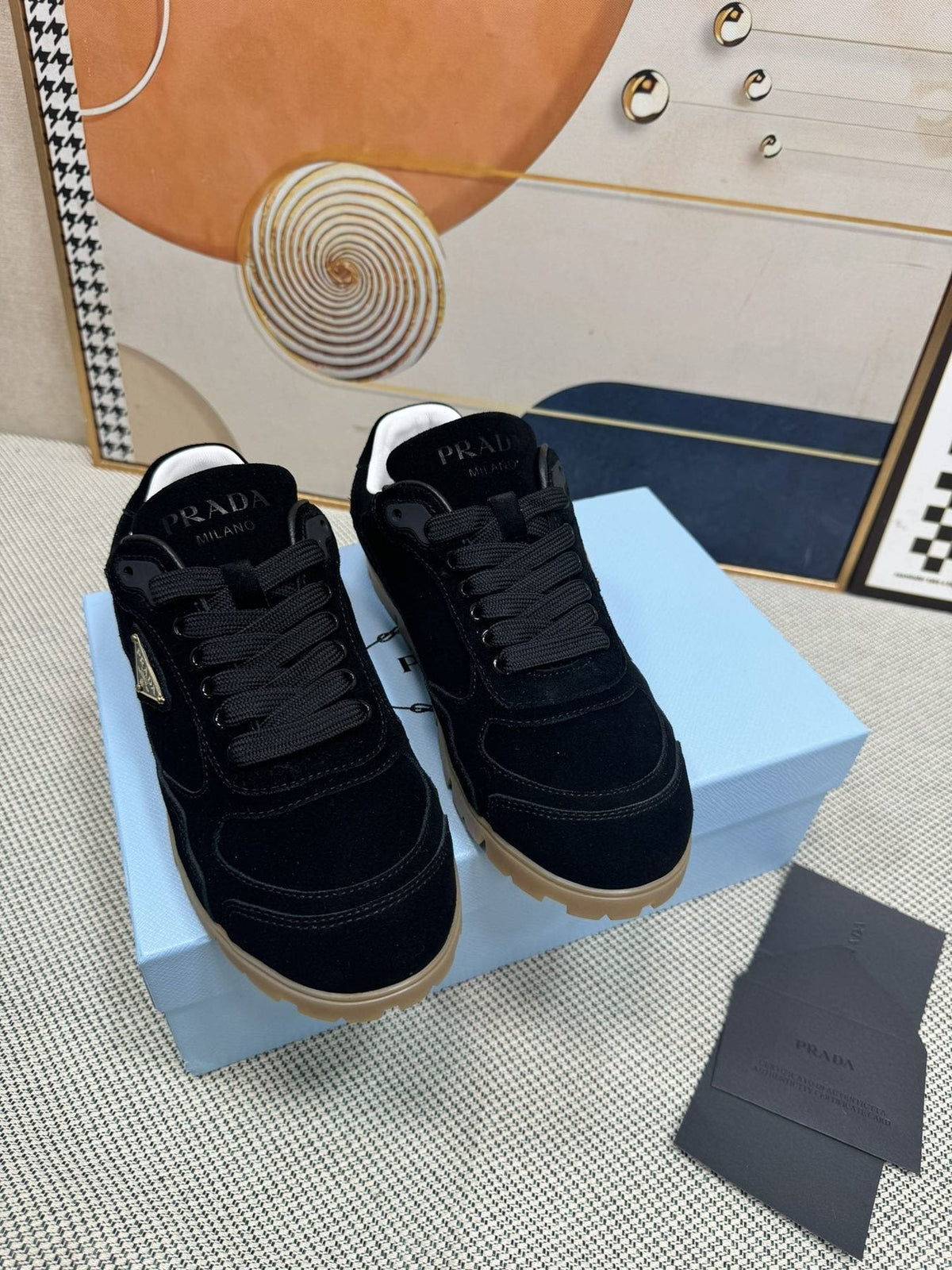 Prada Triangle Logo Low-Top Sneakers — front