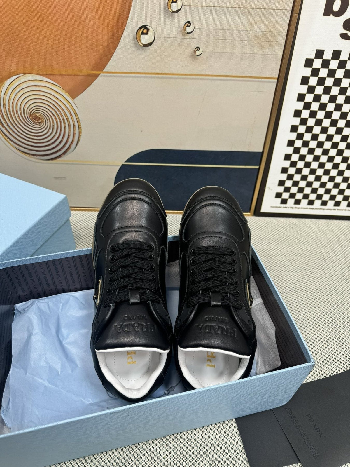 Prada Triangle Logo Low-Top Sneakers — side