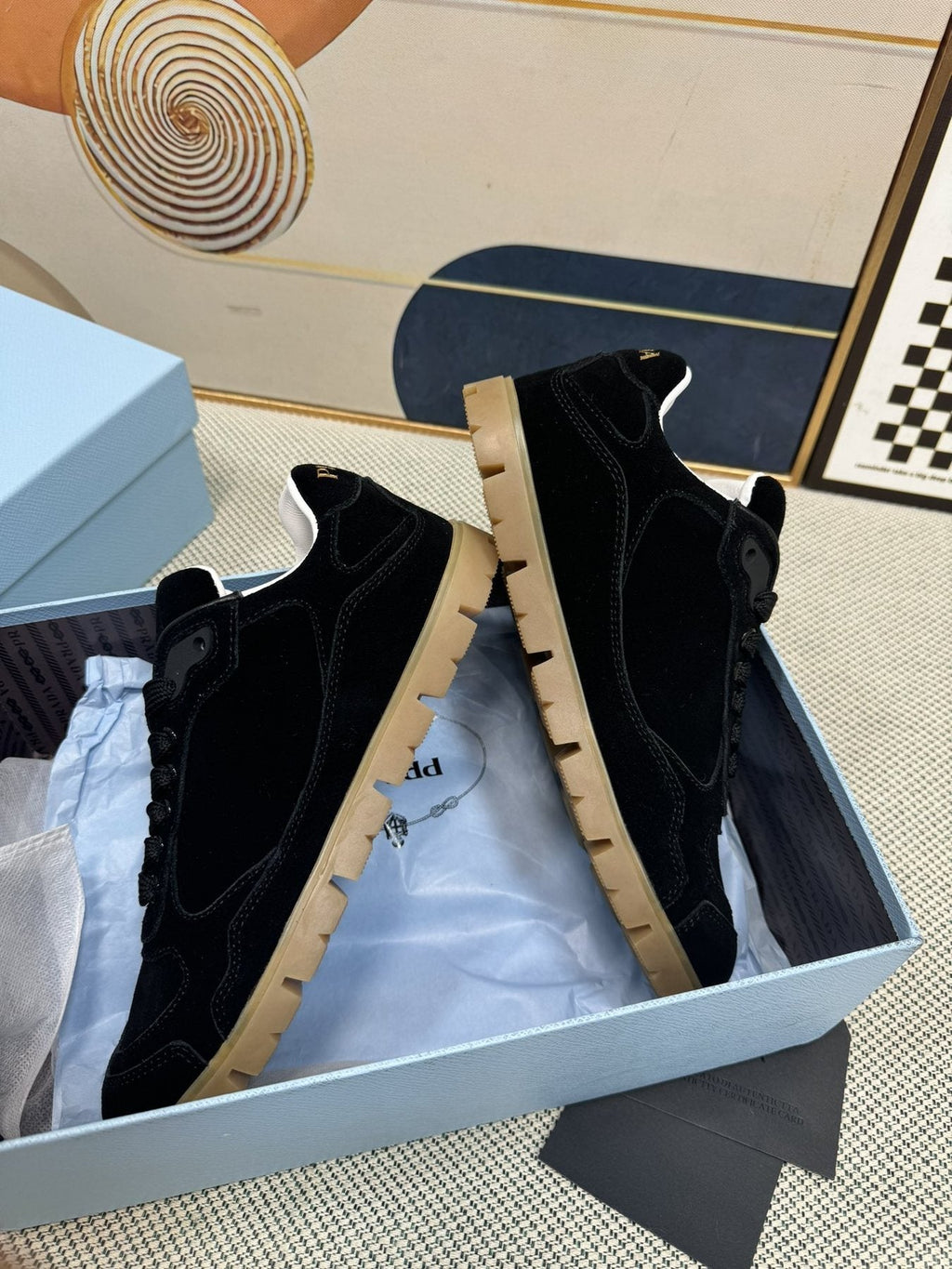 Prada Triangle Logo Low-Top Sneakers — side