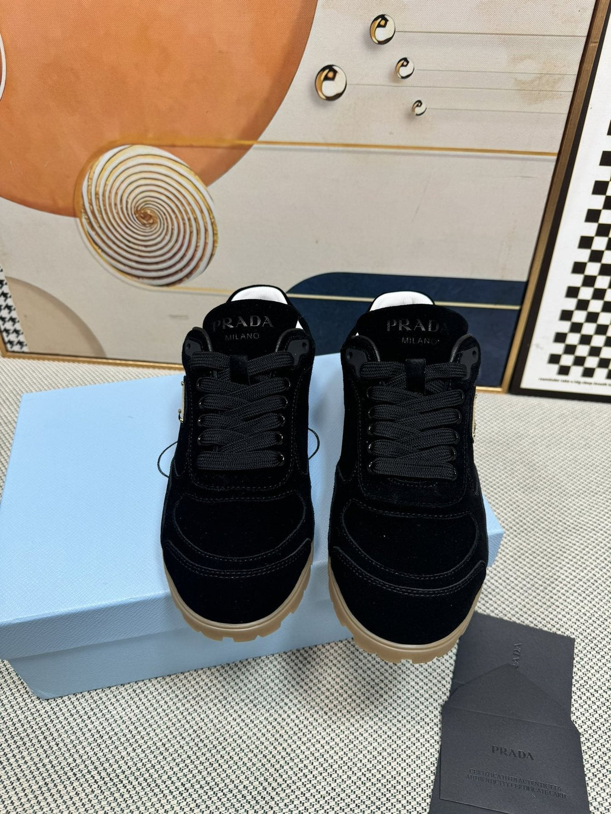 Prada Triangle Logo Low-Top Sneakers — front