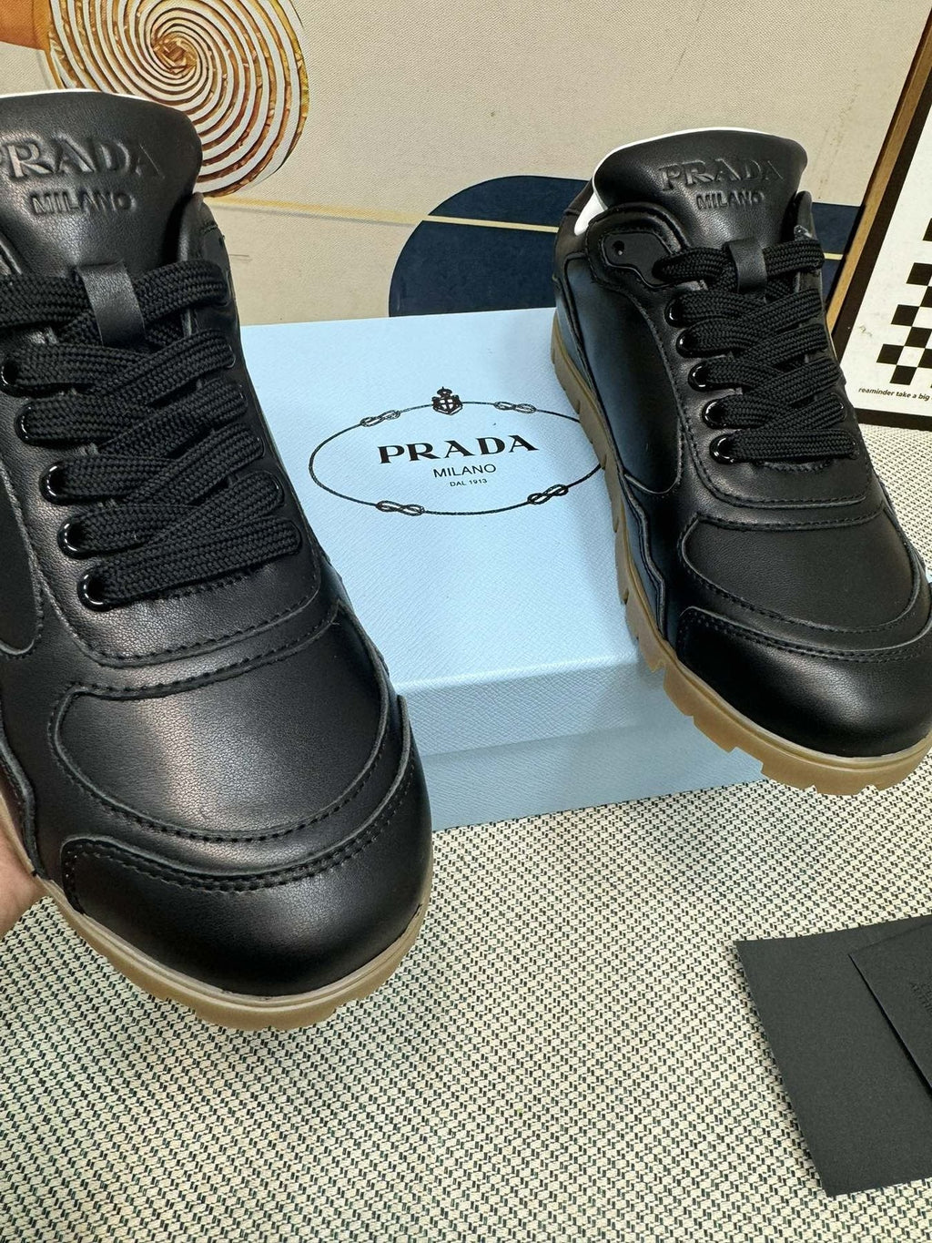 Prada Triangle Logo Low-Top Sneakers — back