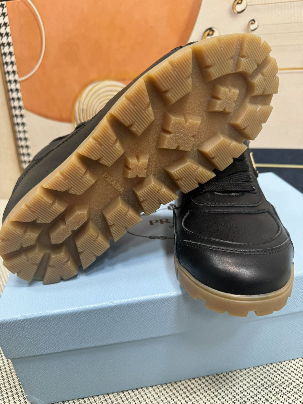 Prada Triangle Logo Low-Top Sneakers — front