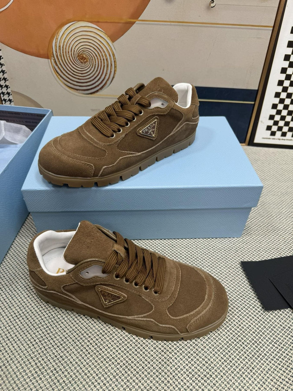 Prada Triangle Logo Low-Top Sneakers — side