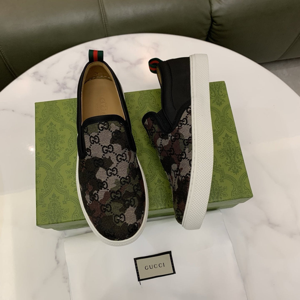 Gucci Patterned Slip-On Sneakers — front