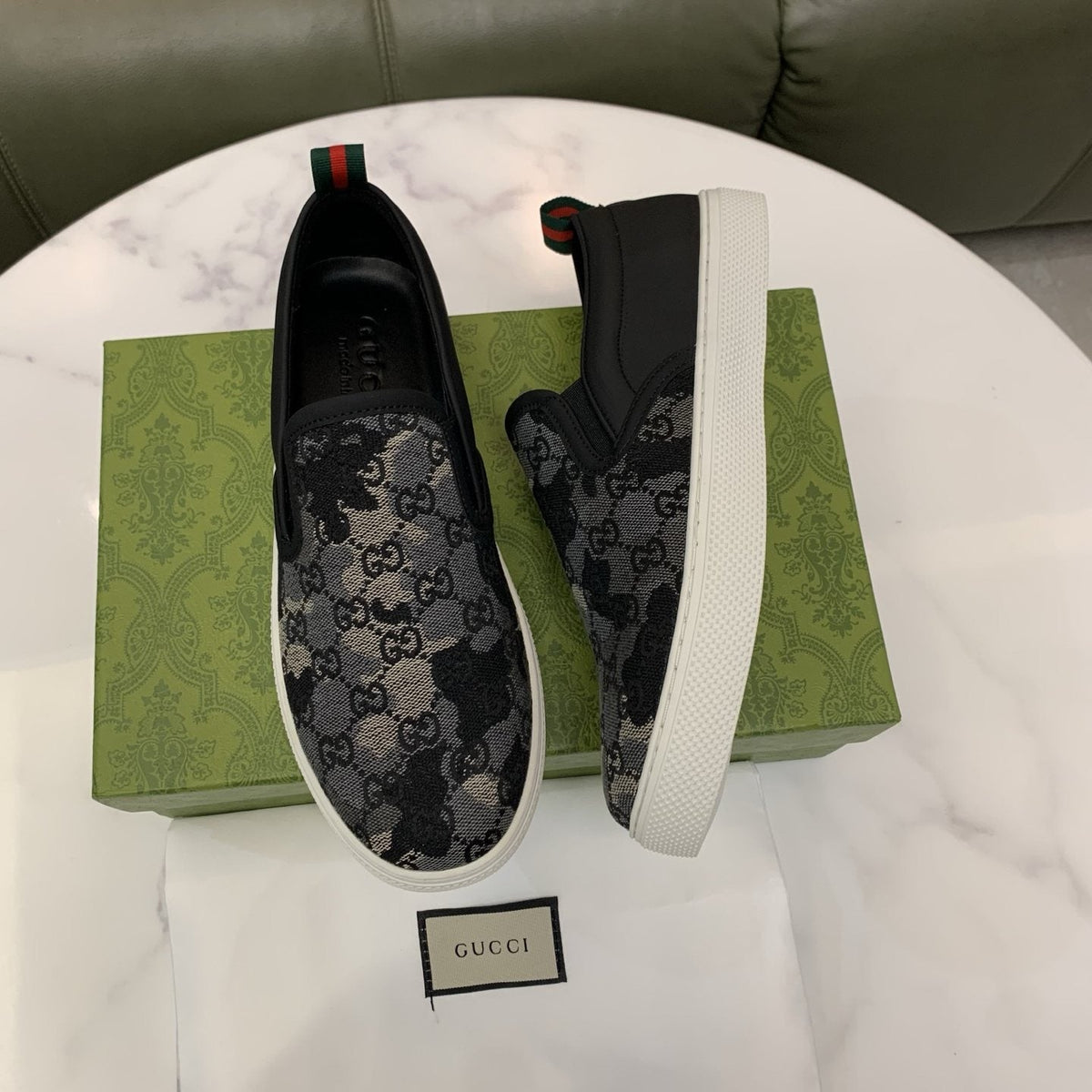 Gucci Patterned Slip-On Sneakers — side