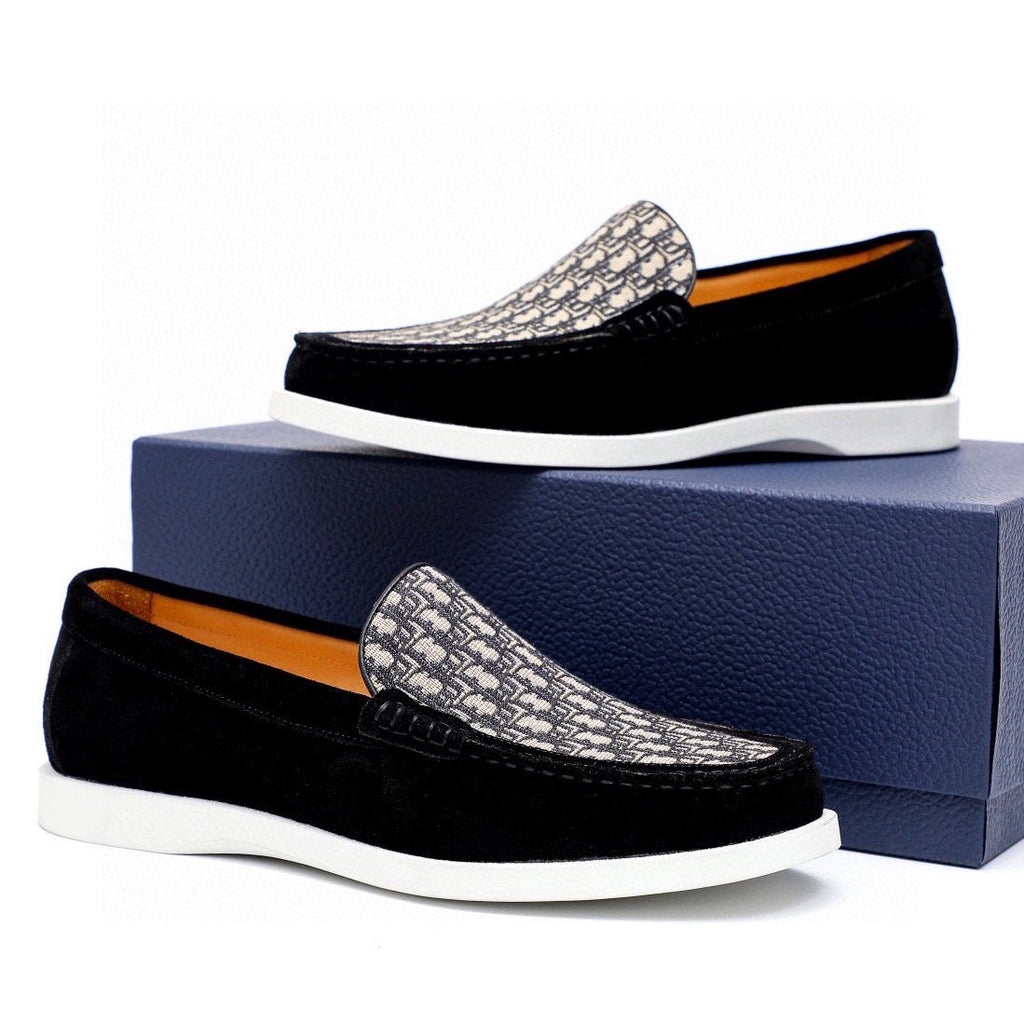 Dior Patterned Vamp Slip-On Shoes — front