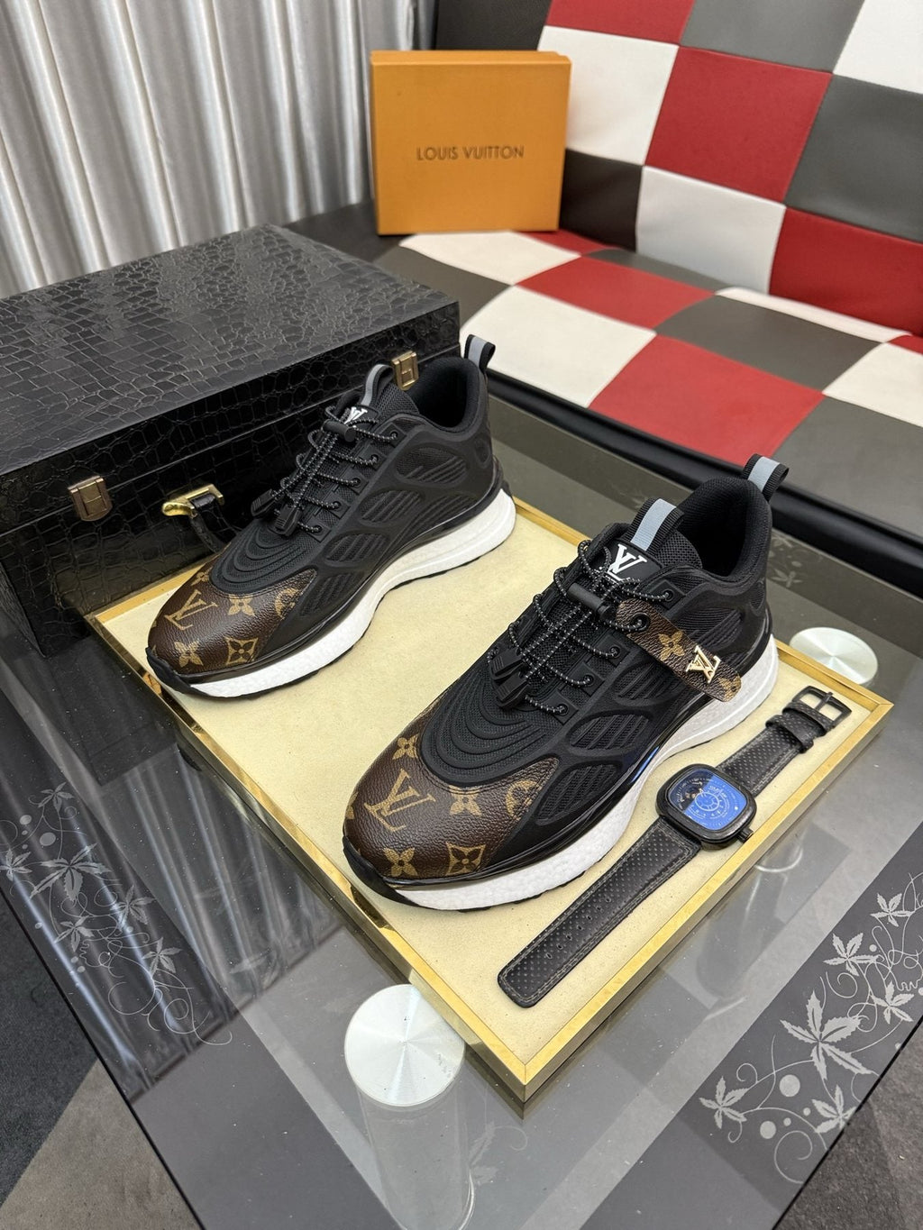 Louis Vuitton Monogram Panel Sneakers — front