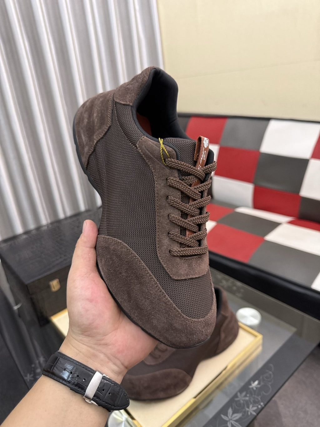 Loro Piana Low-Top Lace-Up Sneakers — side
