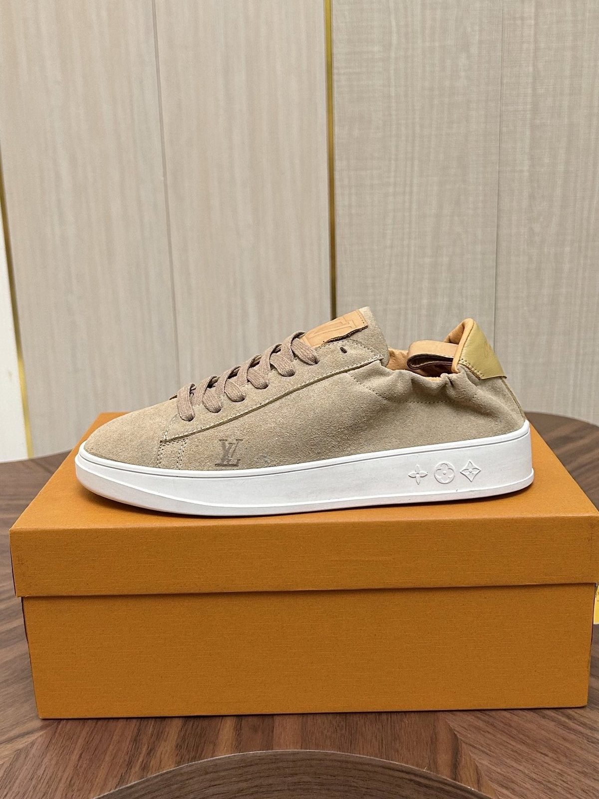 Louis Vuitton Brown Textured Low-Top Sneakers — side