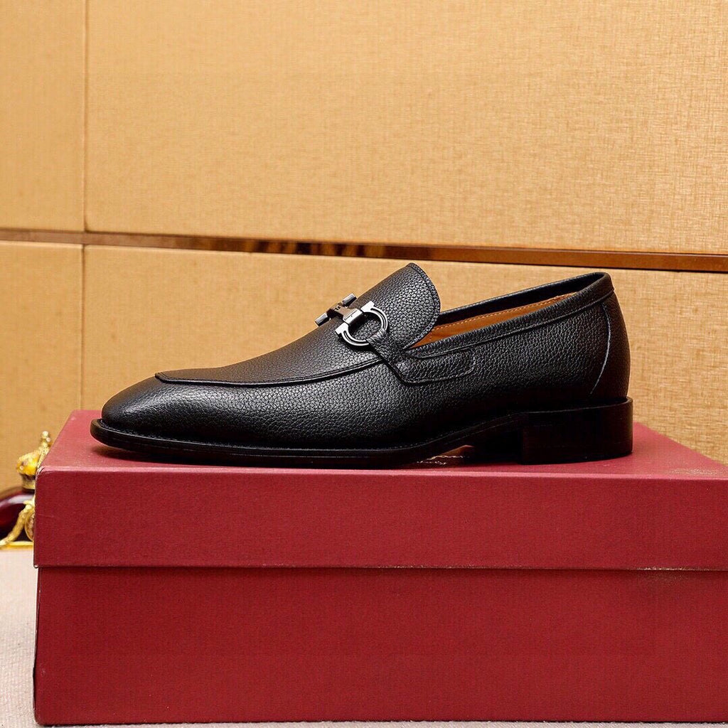 Ferragamo Textured Leather Bit Loafers — side