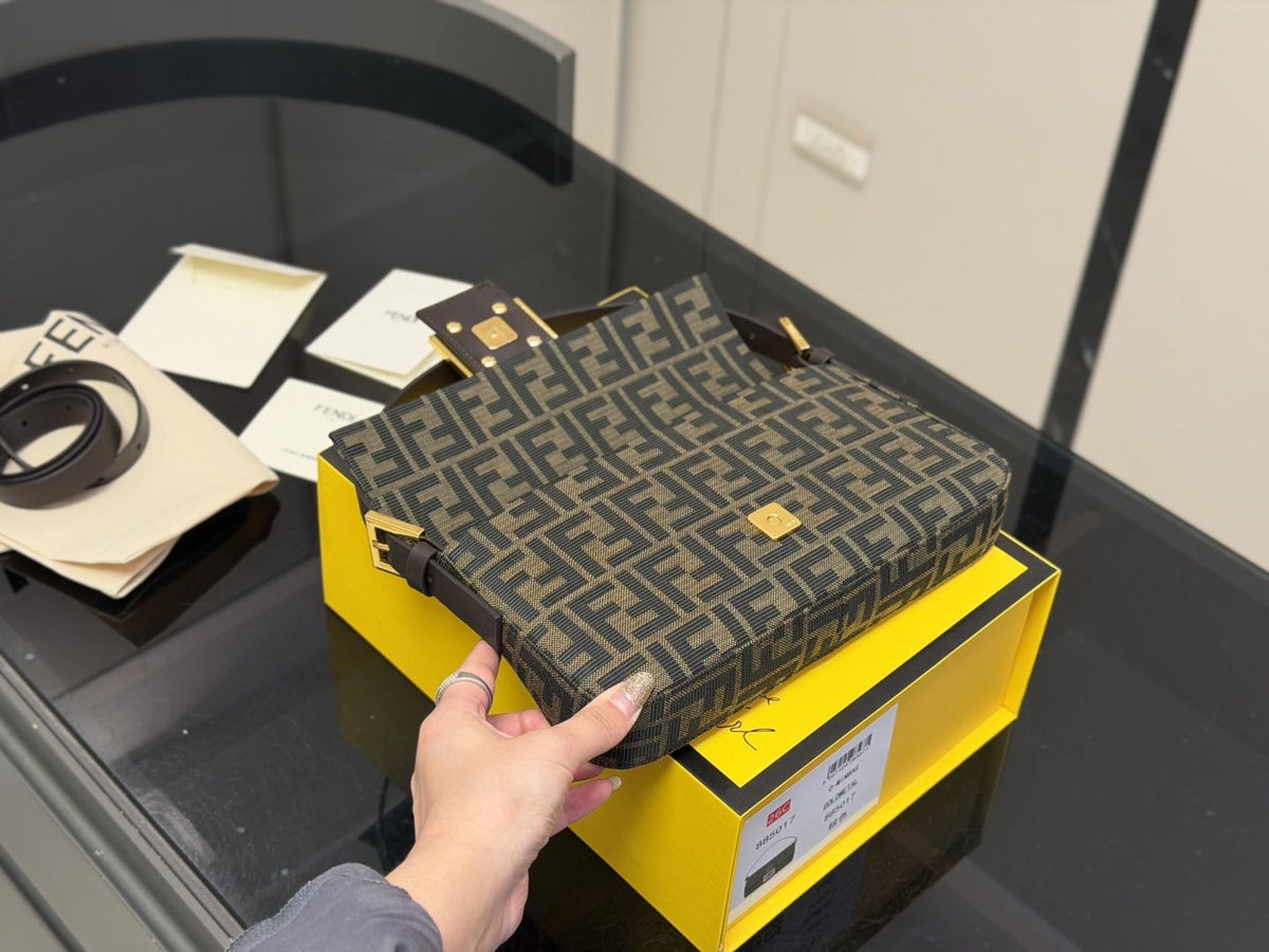 Fendi Monogram Flap Shoulder Bag — back