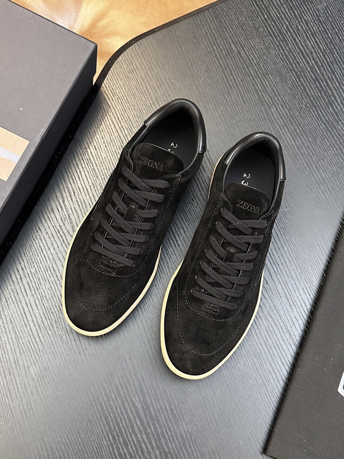 Zegna Suede Lace-Up Sneakers — front