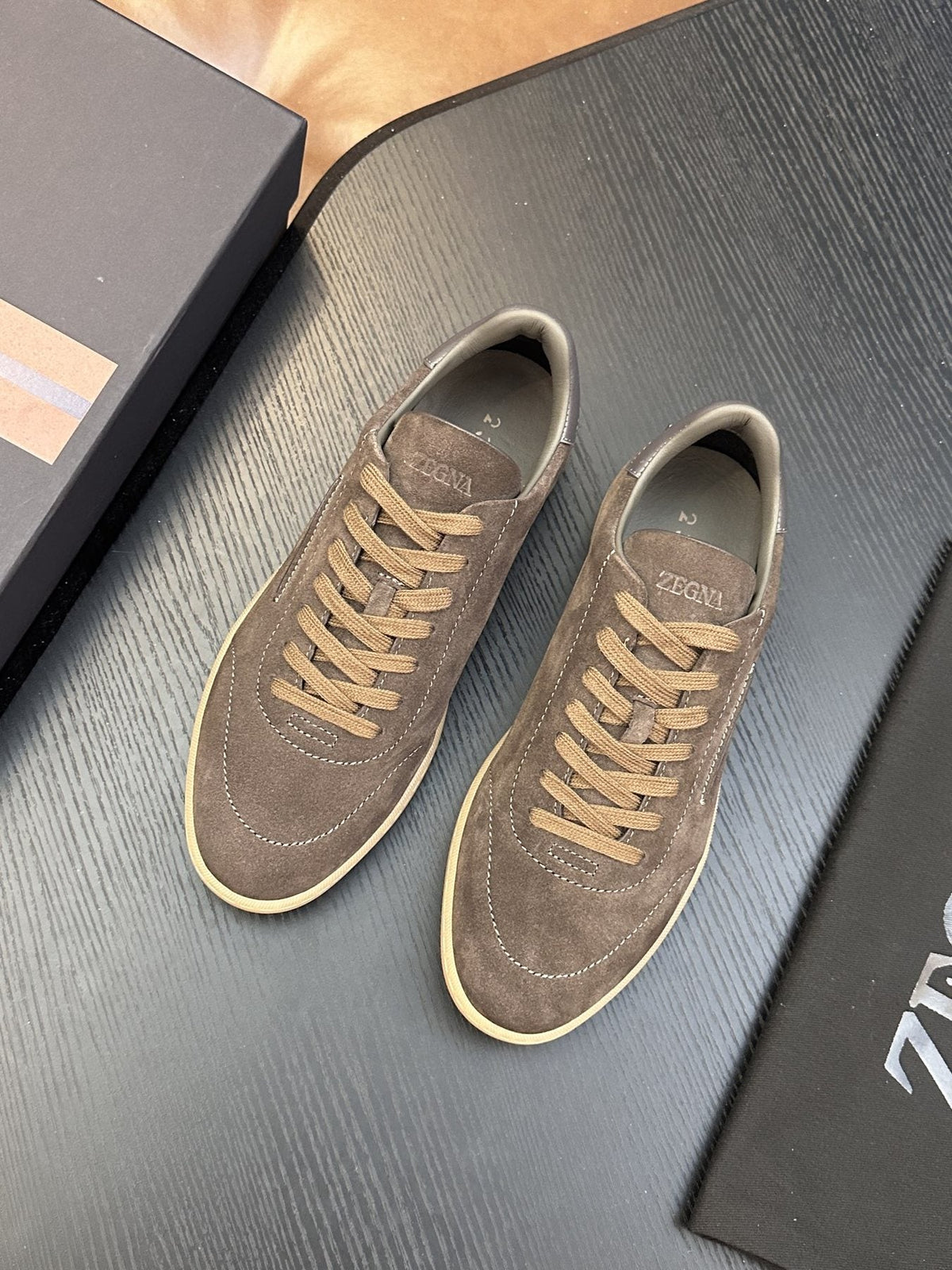 Zegna Suede Lace-Up Sneakers — front