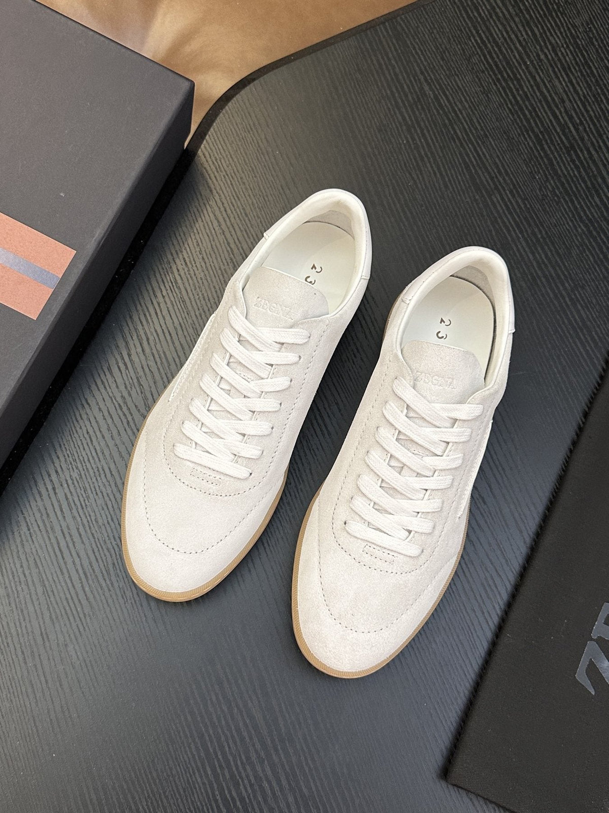 Zegna Suede Lace-Up Sneakers — front