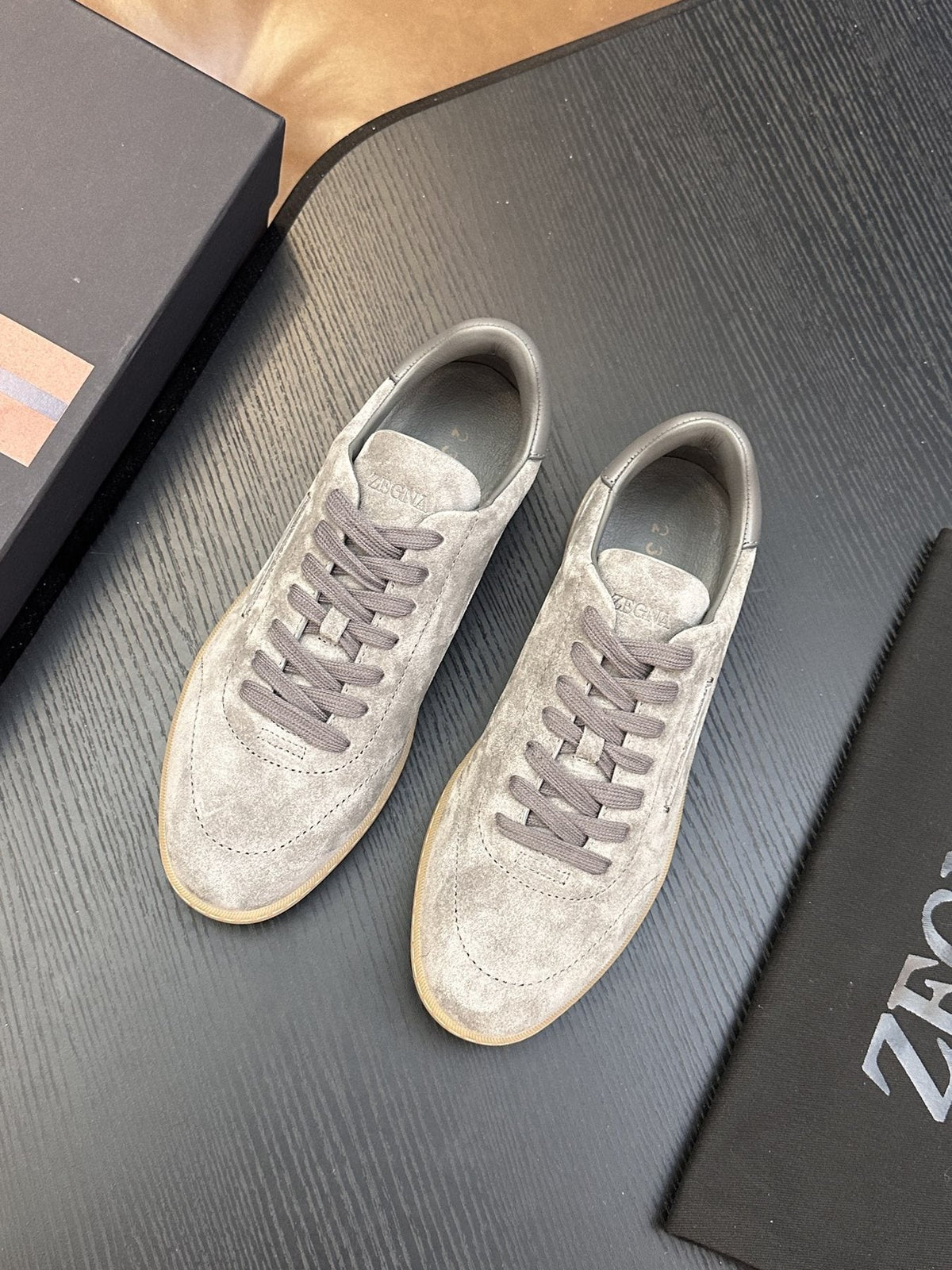 Zegna Suede Lace-Up Sneakers — front