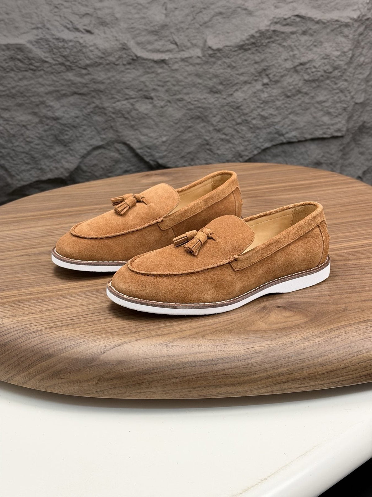 Brunello Cucinelli Tan Brown Tassel Loafers — front