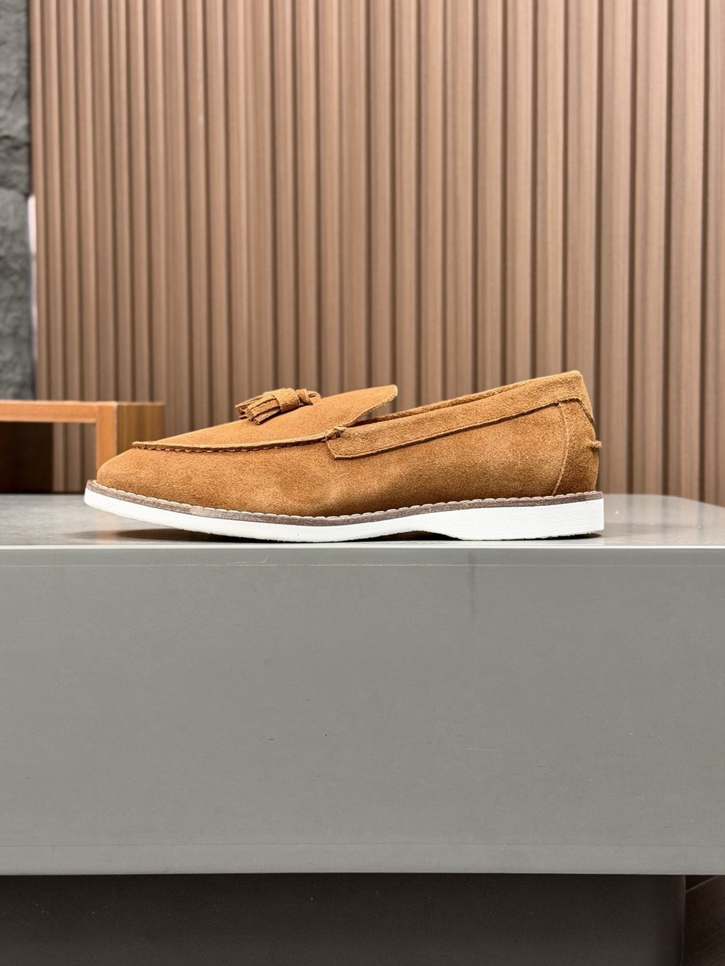 Brunello Cucinelli Tan Brown Tassel Loafers — front