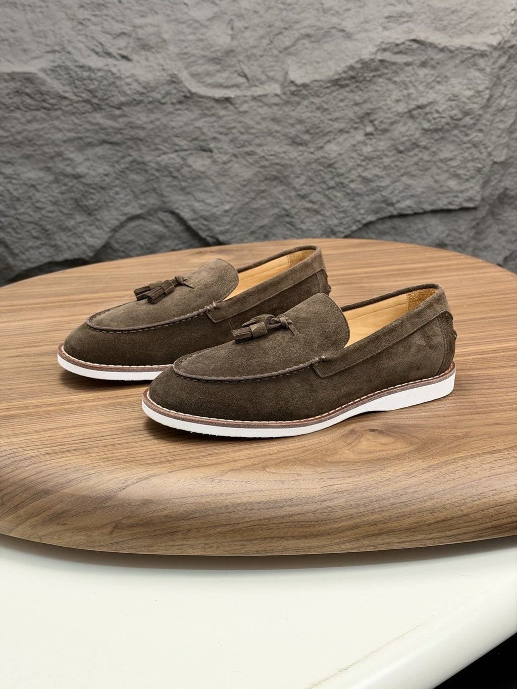 Brunello Cucinelli Tan Brown Tassel Loafers — front