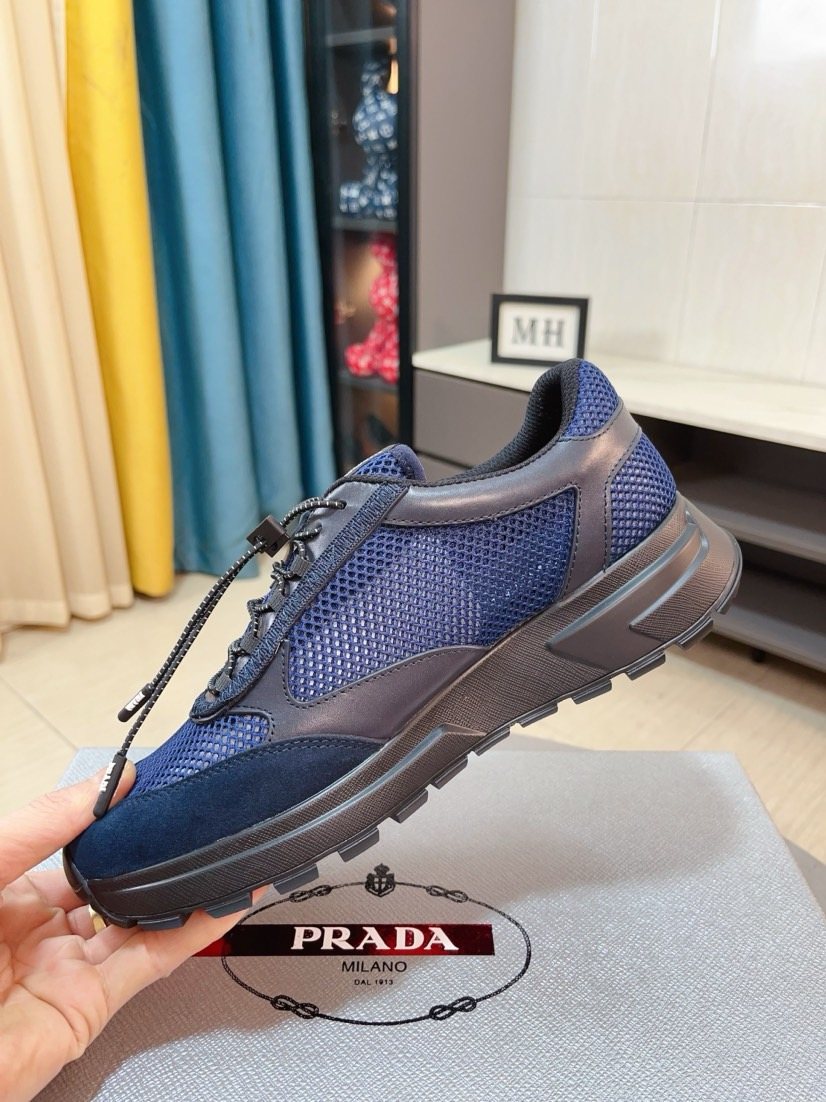 Prada Men's Mesh Lace-Up Sneakers — front