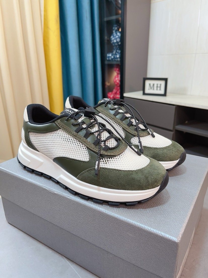 Prada Men's Mesh Lace-Up Sneakers — front