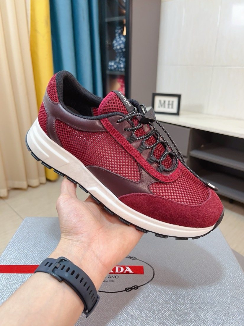 Prada Men's Mesh Lace-Up Sneakers — side