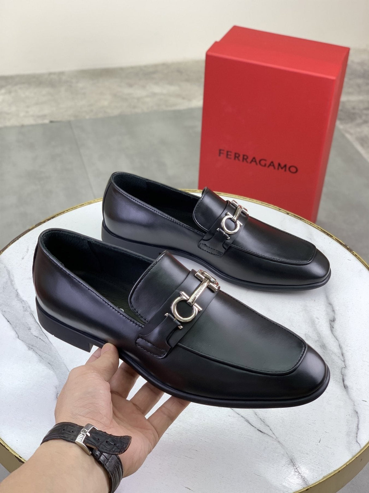 Salvatore Ferragamo Metal Bit Loafers — model