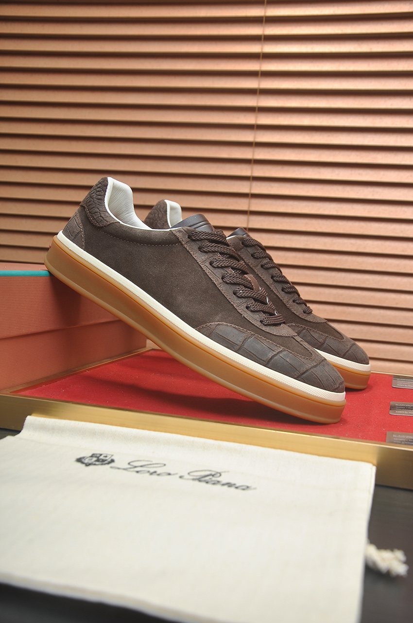 Loro Piana Low-Top Gum Sole Sneakers — front