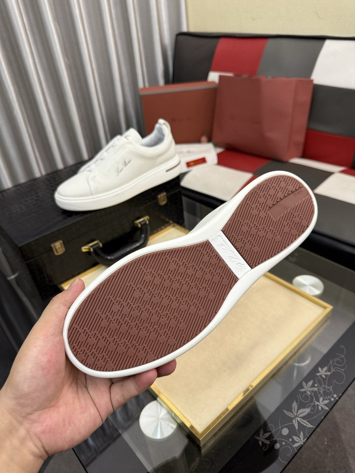 Loro Piana Side-Logo Slip-On Sneakers — back