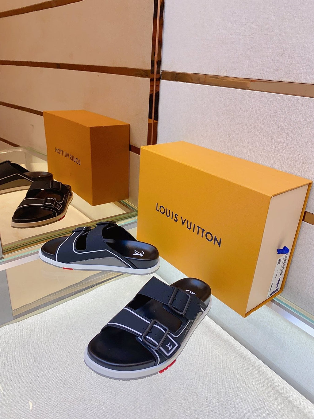 Louis Vuitton Two-Buckle Slide Sandals — side