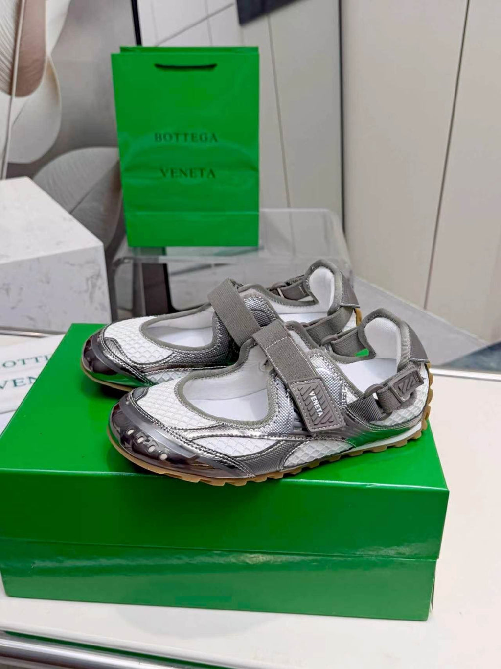 Bottega Veneta Buckled Strap Low-Top Sneakers — side
