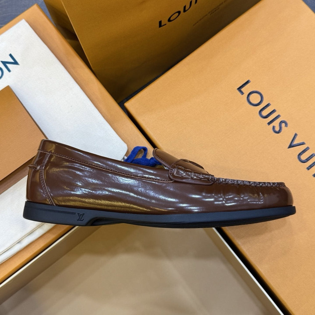 Louis Vuitton Brown Penny Loafers — side