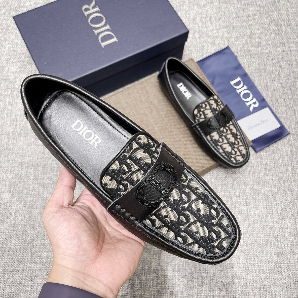 Dior Patterned Strap Loafers — model