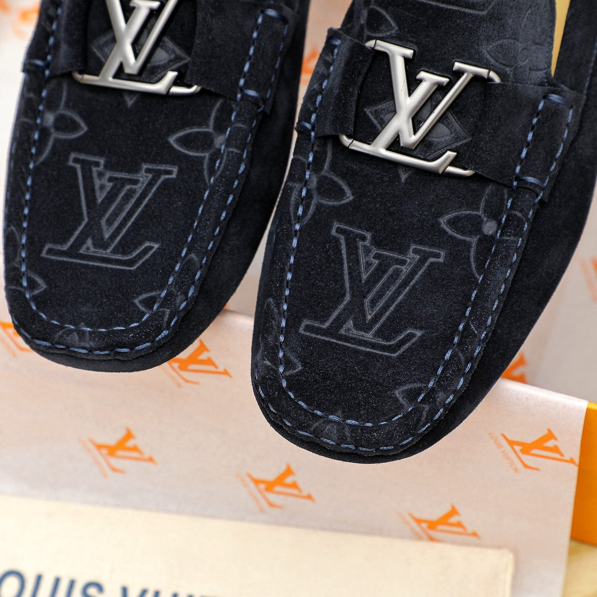 Louis Vuitton Embossed Driving Loafers — detail