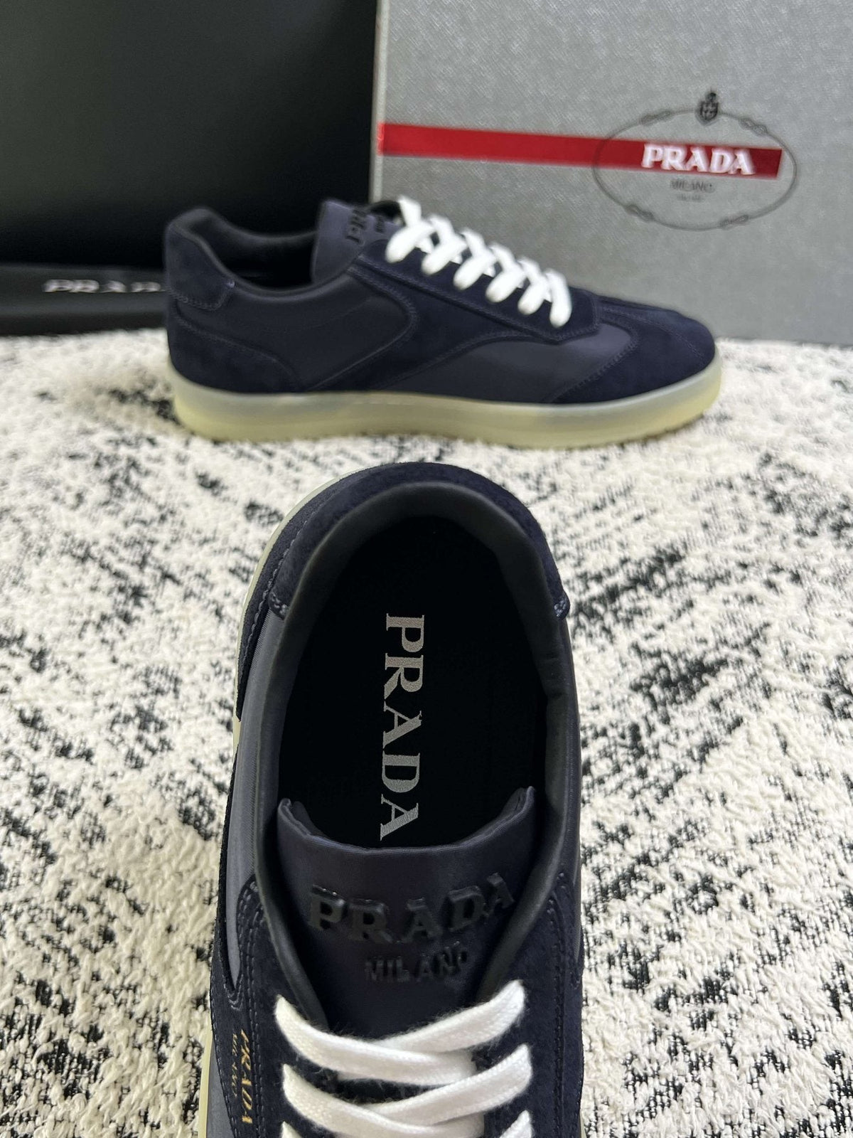 Prada Off-White Beige Low-Top Sneakers — detail