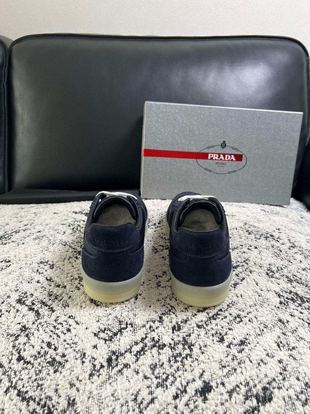Prada Off-White Beige Low-Top Sneakers — back