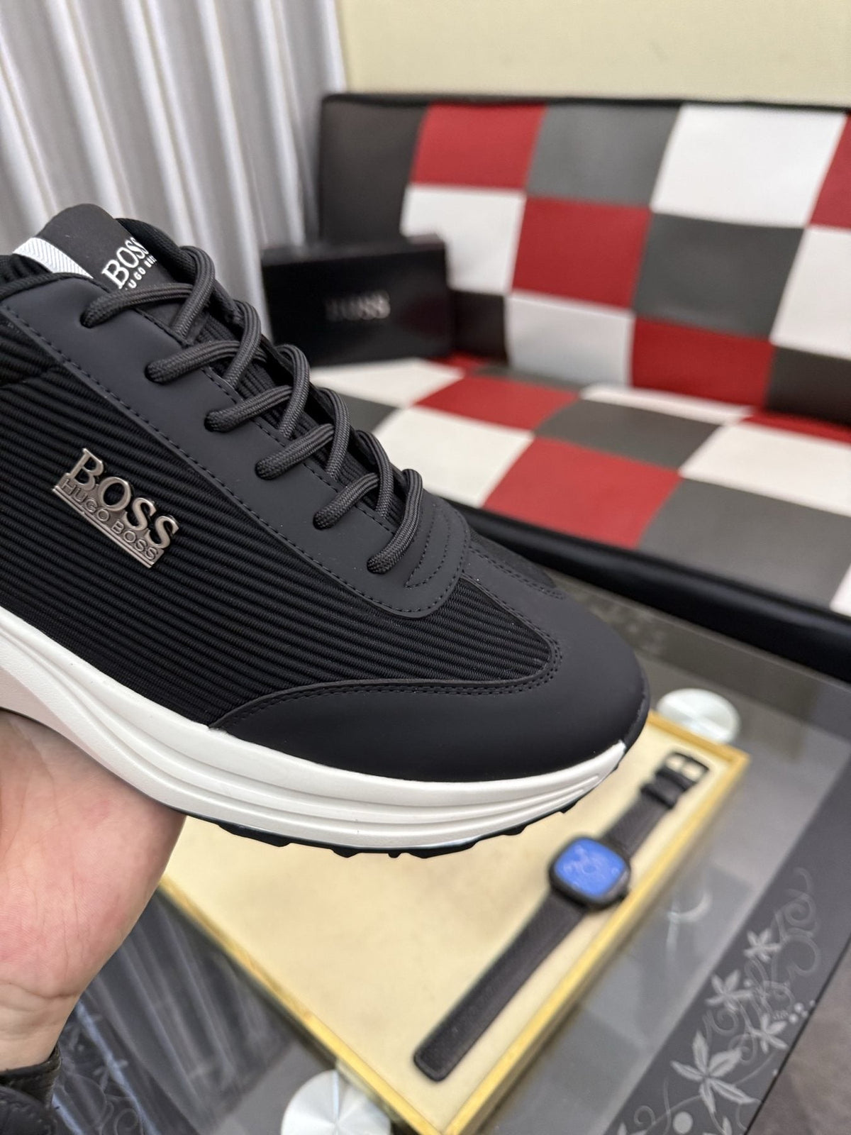 BOSS Knit-Look Low-Top Sneakers — detail