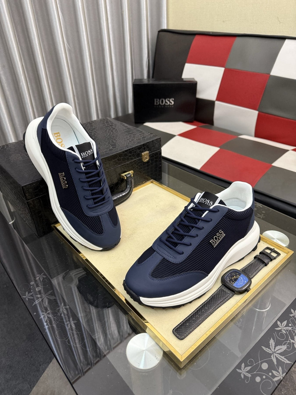 BOSS Knit-Look Low-Top Sneakers — front
