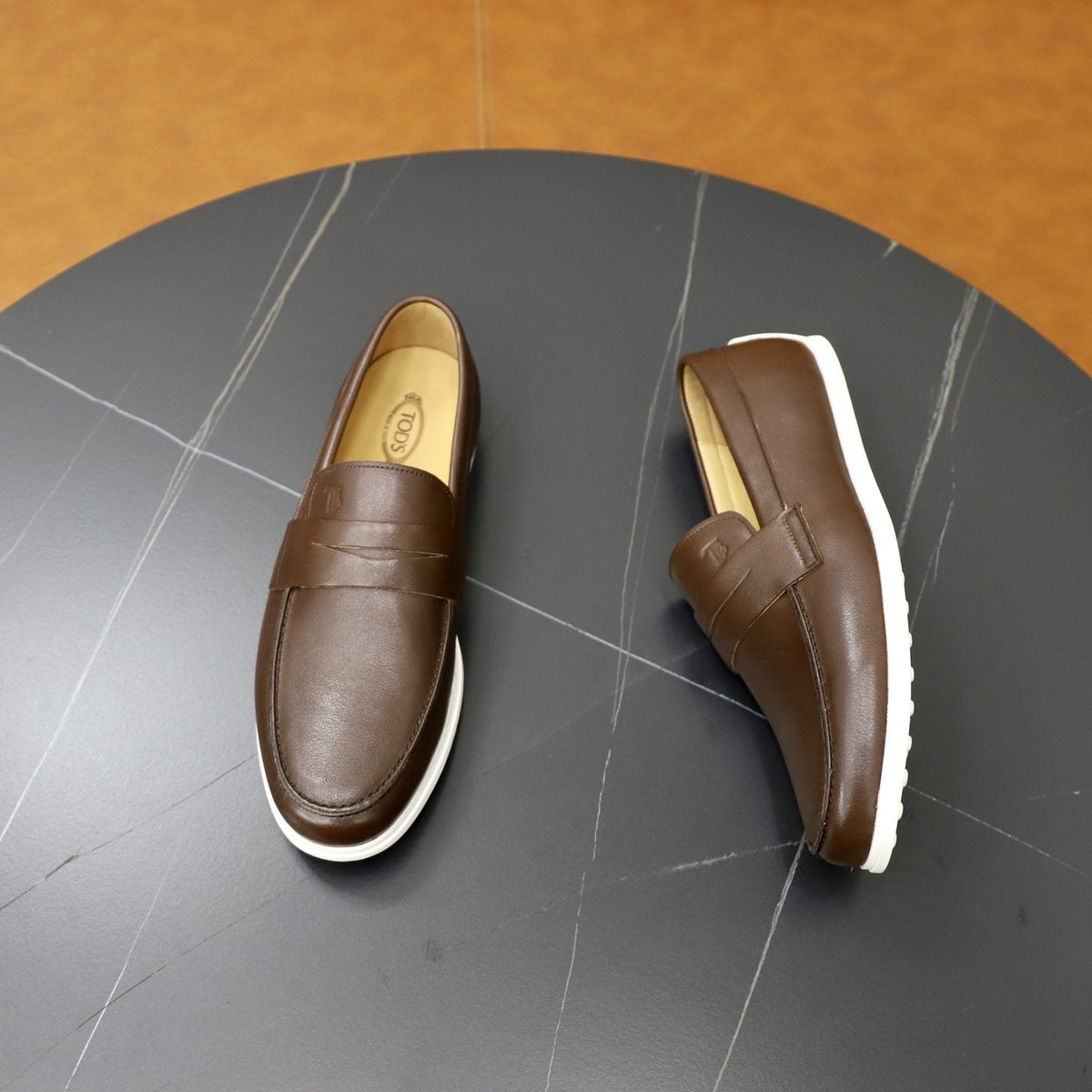 Tod's Brown Leather Slip-On Loafers — hero