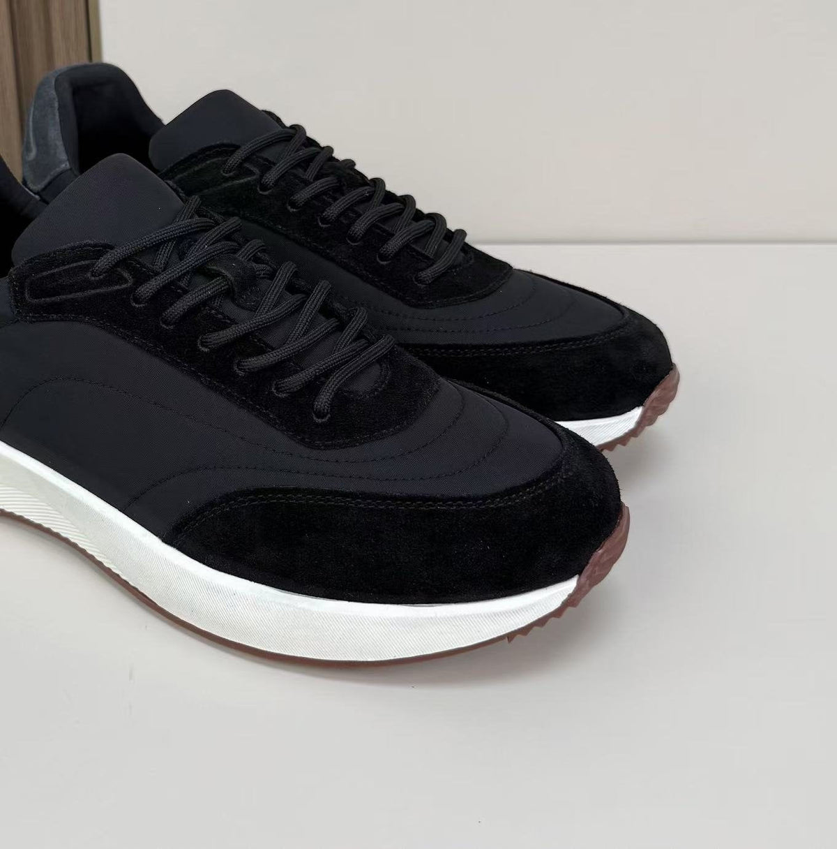 Loro Piana Contrast Lace-Up Sneakers — detail