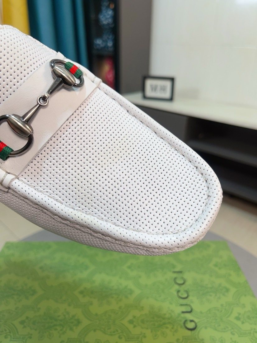Gucci Perforated Metal Hardware Loafers — detail