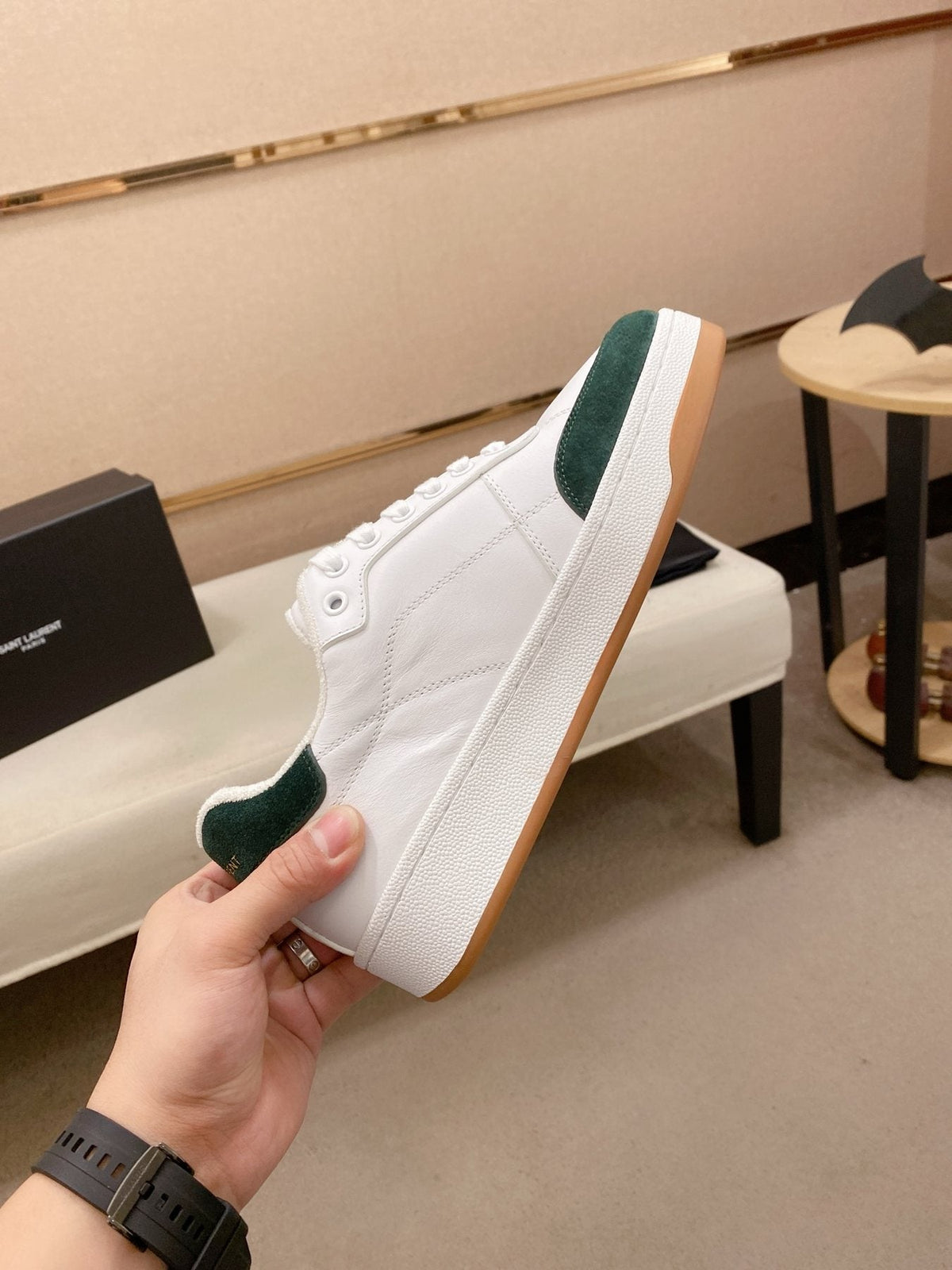 Saint Laurent Perforated Low-Top Sneakers — detail