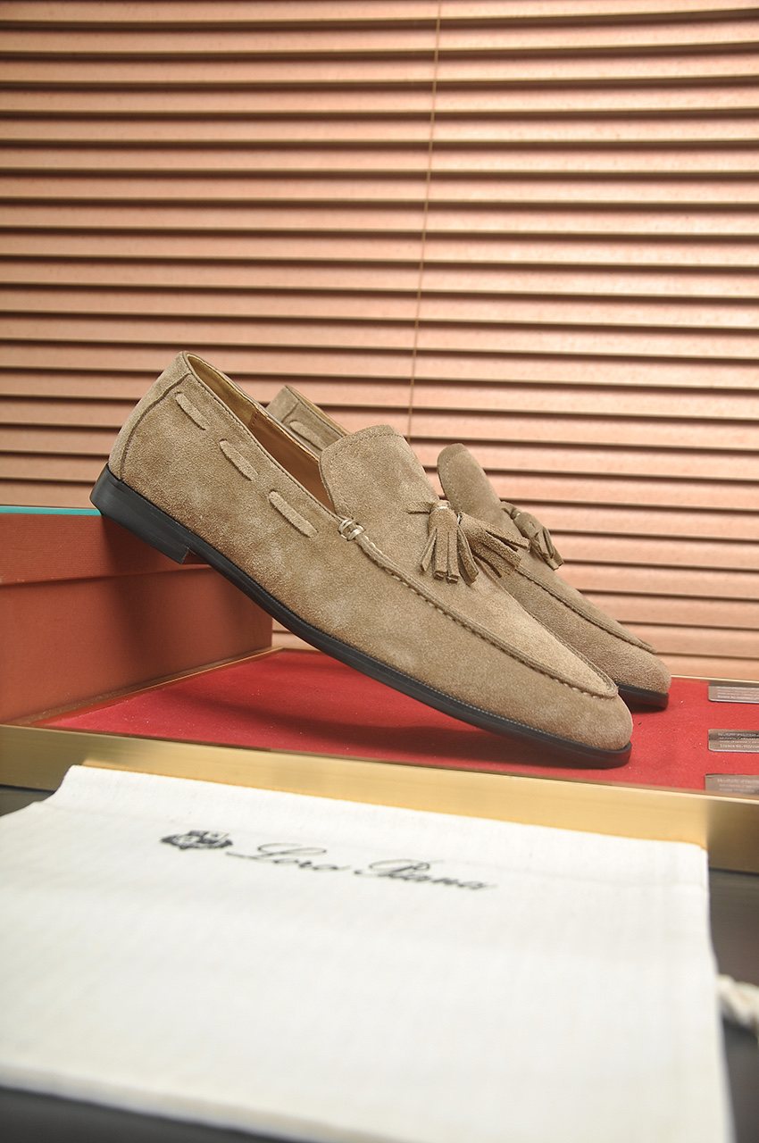 Loro Piana Suede Tassel Loafers — side
