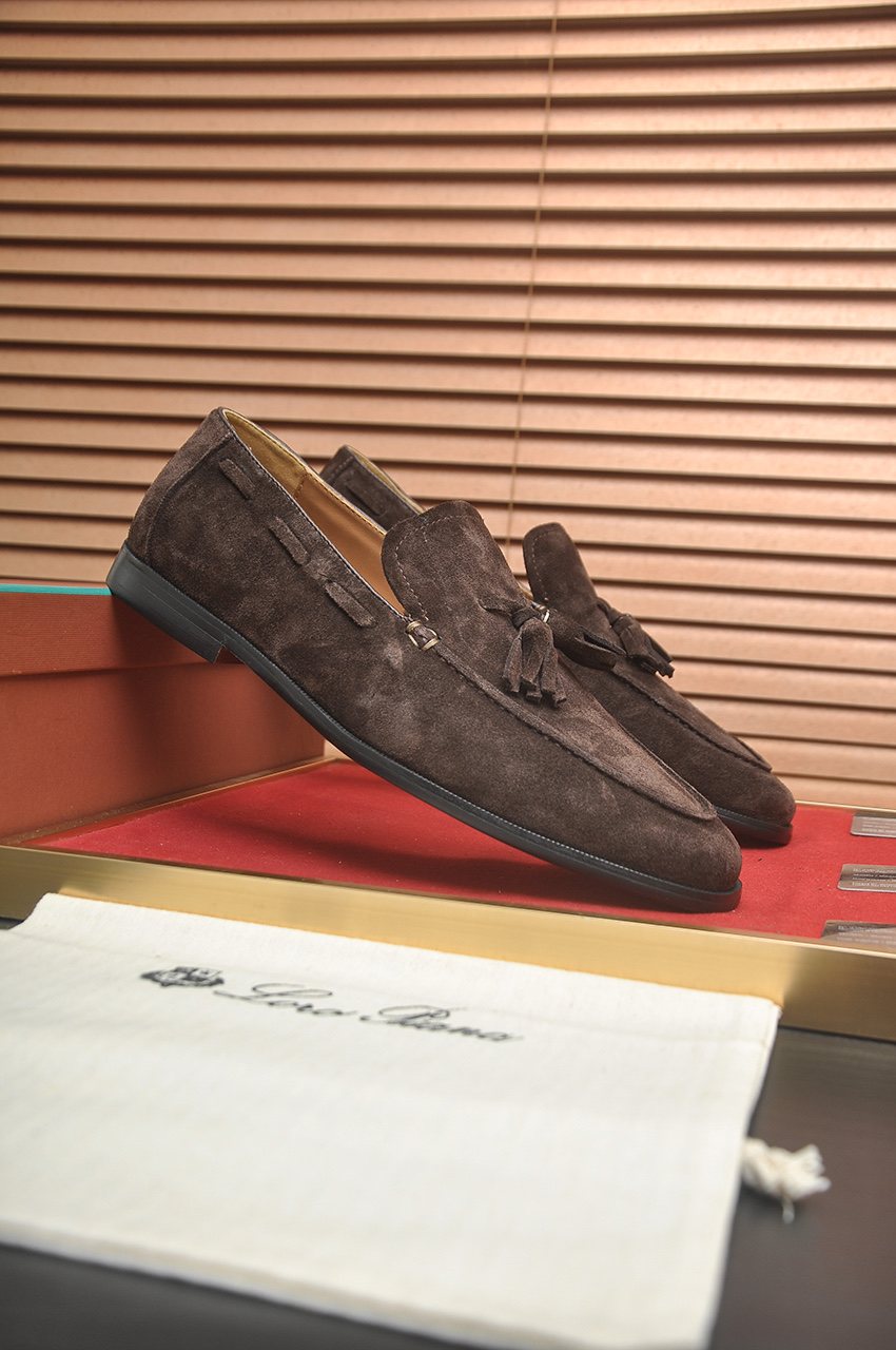 Loro Piana Suede Tassel Loafers — side