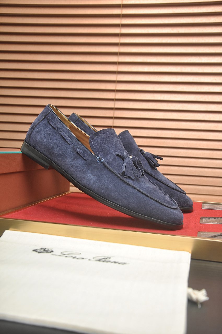 Loro Piana Suede Tassel Loafers — side